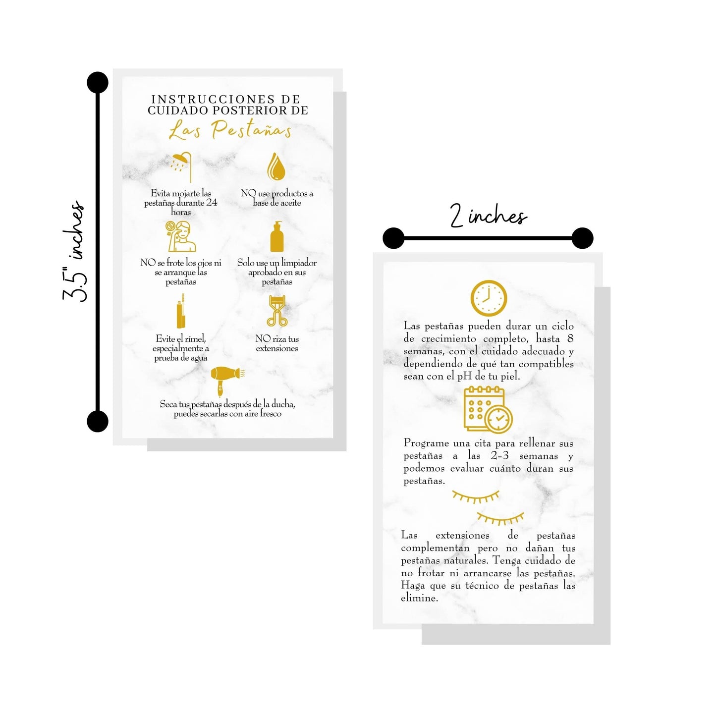 Spanish Lash Aftercare Instructions | 50pk | Cuidado Posterior de la Extensión de Pestañas | 2 x 3.5” inch Card for clients | Eyelash Extension Beauty & Personal Care Lashicorn