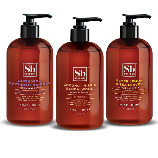 Soapbox Variety 3 Pack (Coconut, Lavender, Meyer Lemon) Liquid Hand Soap, Moisturizing Hand Wash - Gentle Cleanser with Clean Ingredients Free Beauty and Personal Care Soapbox Default Title