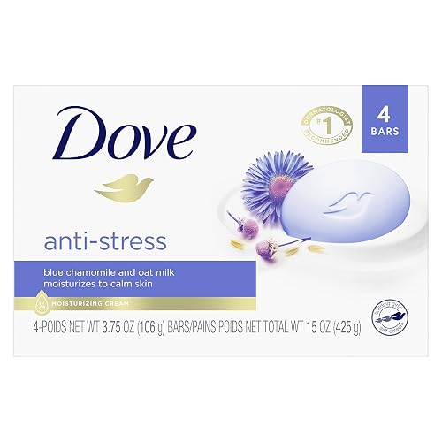 Dove Beauty Bar Gentle Cleanser Moisturizes To Calm Skin Anti-Stress Cream Bar Gentle Bar Soap Cleanser Made With 1/4 Moisturizing Cream 3.75 oz, 4 Beauty & Personal Care Dove