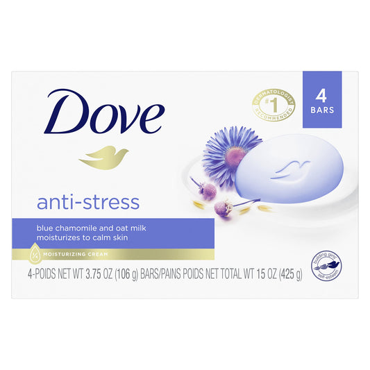 Dove Beauty Bar Gentle Cleanser Moisturizes To Calm Skin Anti-Stress Cream Bar Gentle Bar Soap Cleanser Made With 1/4 Moisturizing Cream 3.75 oz, 4 Beauty & Personal Care Dove