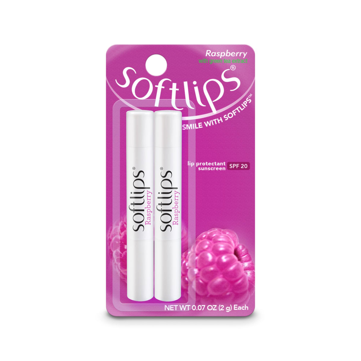 Softlips Raspberry Lip Balm with Green Tea Extract 2-Pack with SPF 20 - Hydrating Protection for Smooth, Delicious Lips Beauty & Personal Care SoftLips