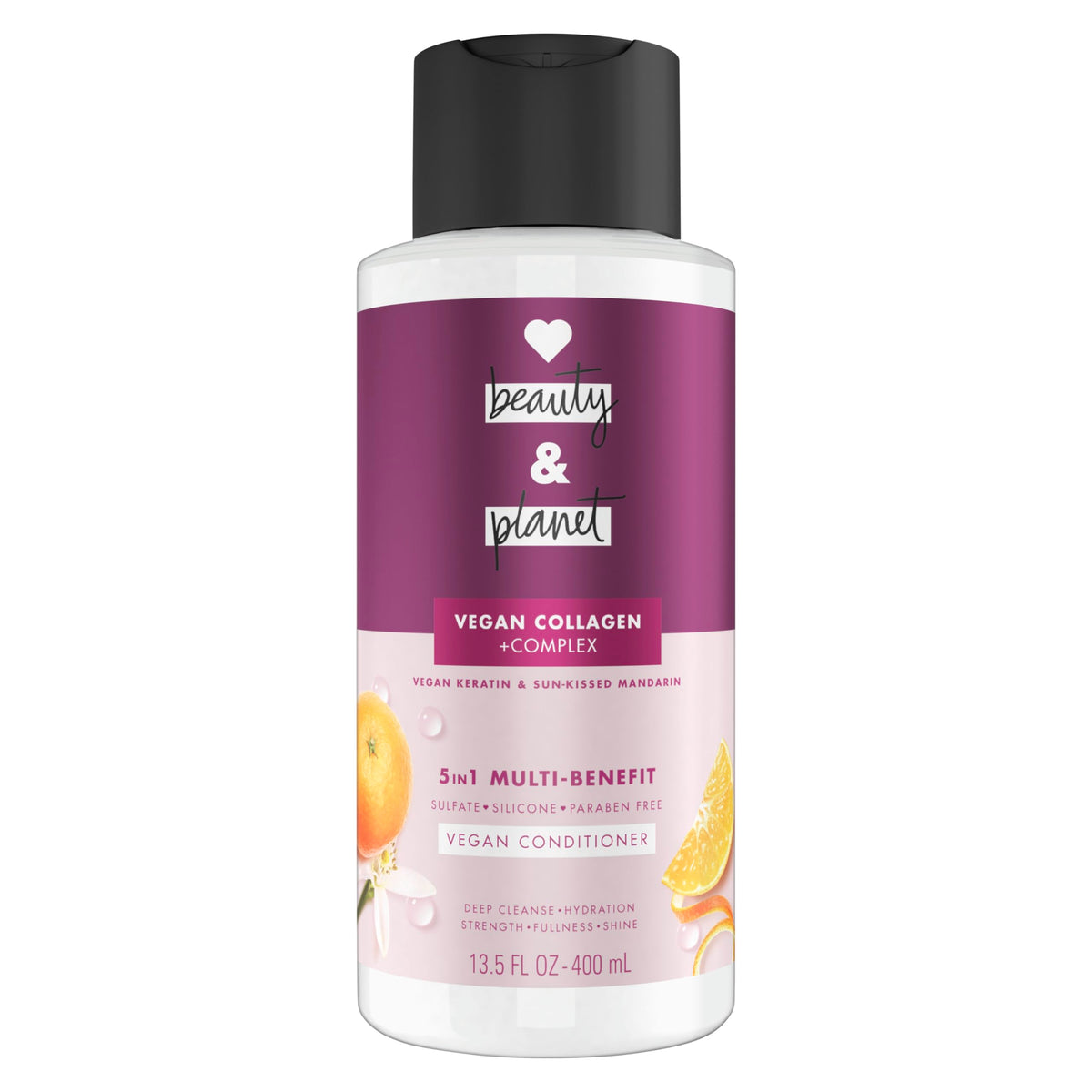 Love Beauty and Planet 5-in-1 Multi-Benefit Conditioner Vegan Keratin Collagen & Sun-Kissed Mandarin, for a Deep Cleanse, Hydration, Strength,