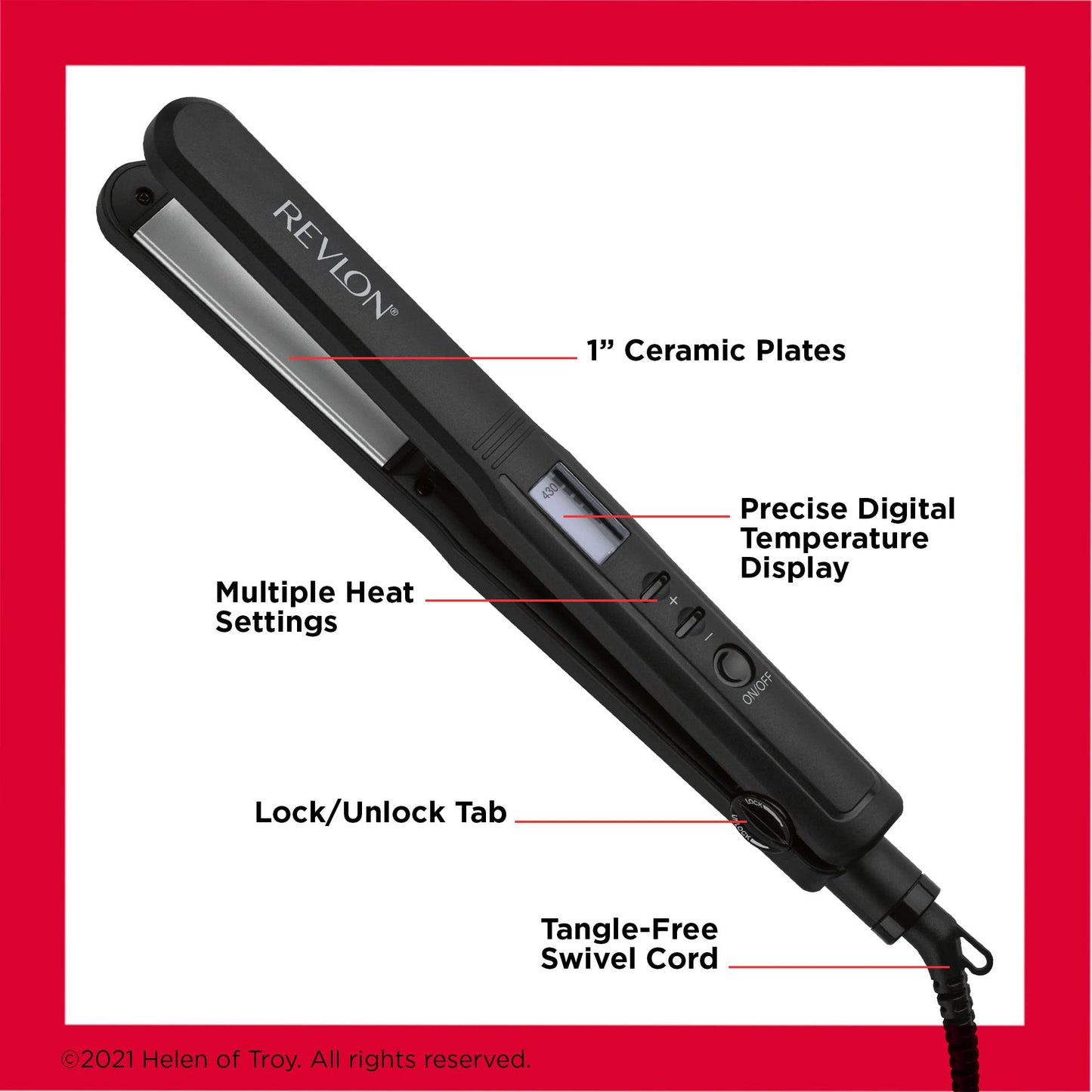 REVLON Perfect Heat Ceramic Digital Flat Iron, 1 inch Beauty & Personal Care REVLON