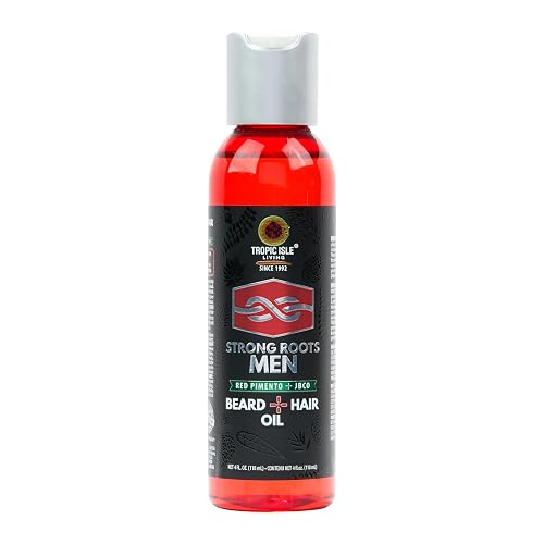Strong Roots Men Beard + Hair Oil - for Grooming, Moisturizing Conditioner Softens and Promotes Beard Growth, Itch Relief, Natural Jamaican Black Beauty & Personal Care Tropic Isle Living
