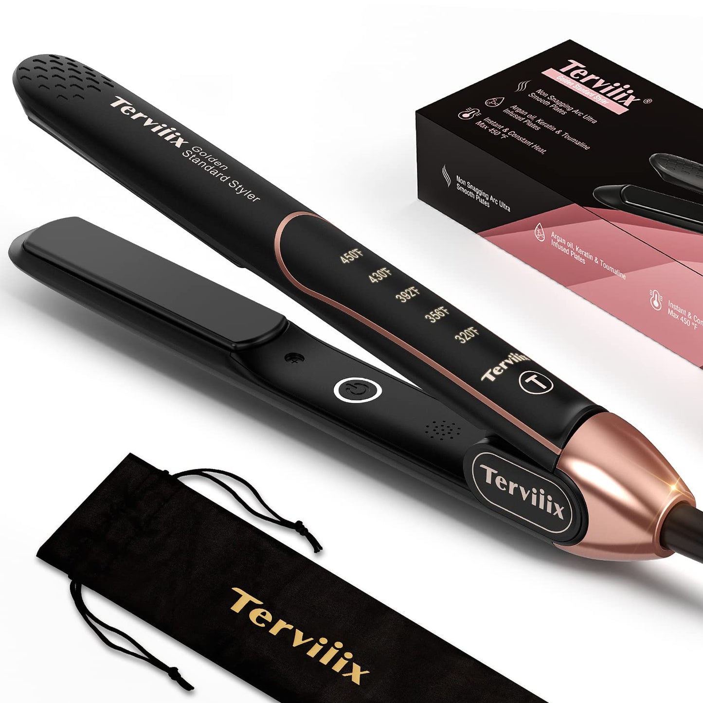 Terviiix Non-Snagging Ceramic Flat Iron Hair Straightener 1 inch, Plancha De Cabello,3X Less Damage Hair Straightener and Curler, 15s Fast Heating, 5 Beauty & Personal Care Terviiix