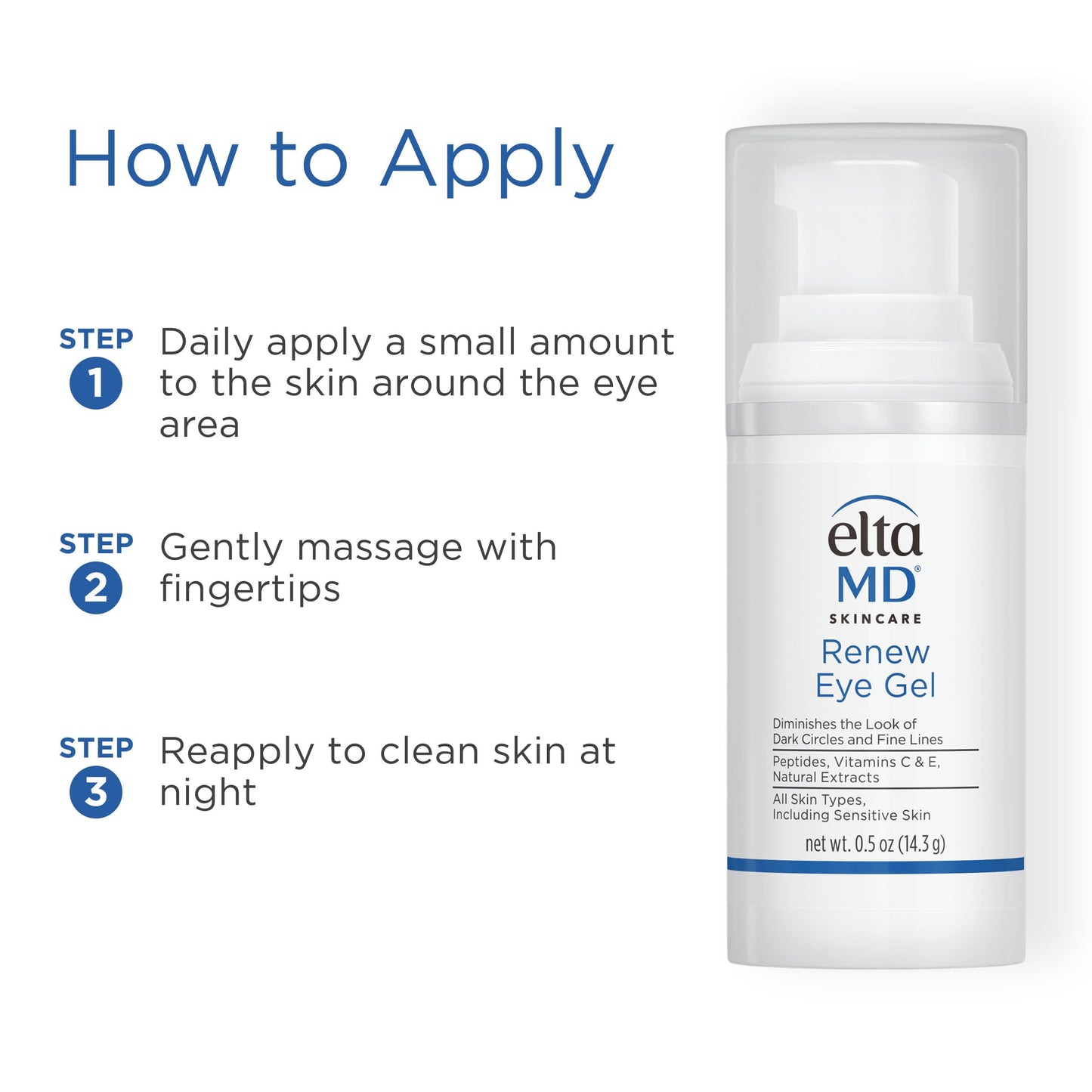 EltaMD Renew Eye Gel, Serum for Dark Circles and Puffiness, Under Eye Serum for Face, Anti Aging, Minimizes Fine Lines and Wrinkles, 0.5 oz Pump Beauty & Personal Care EltaMD