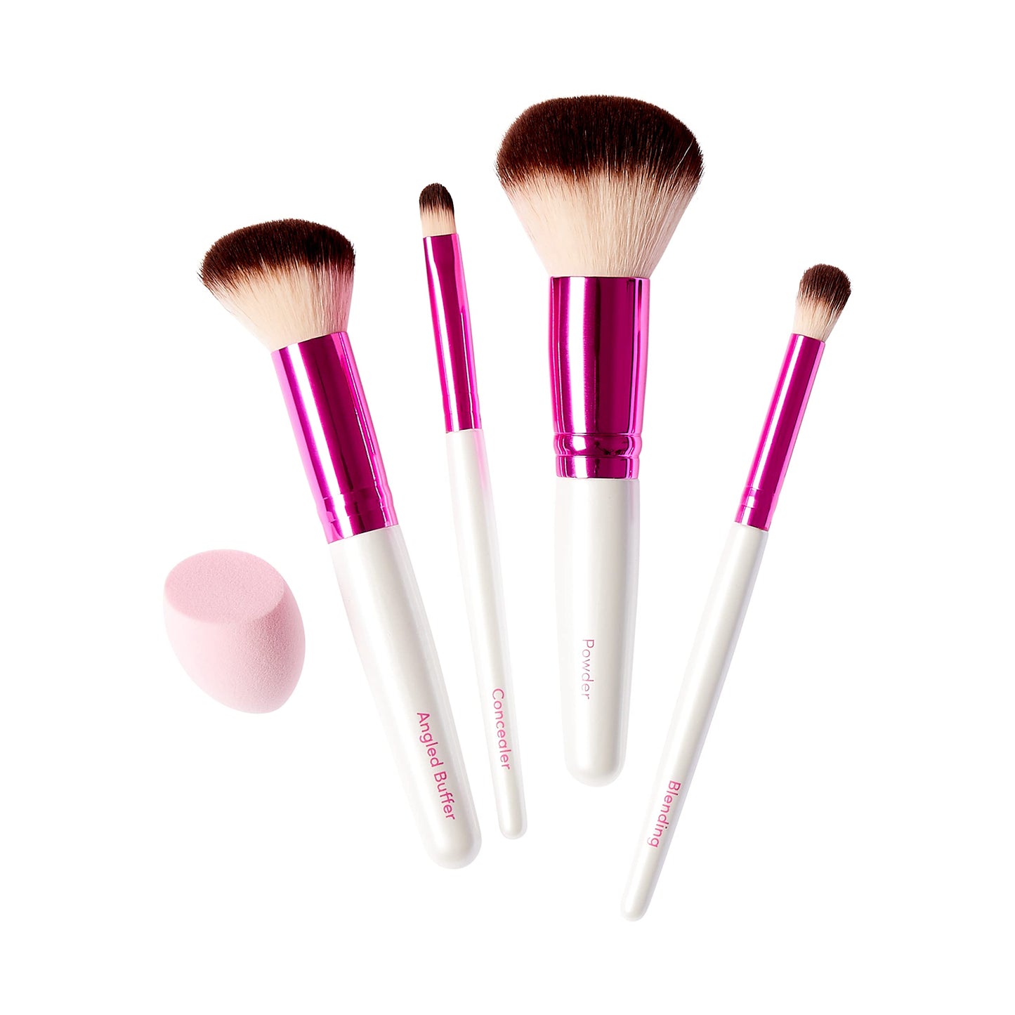 Ruby Kisses Makeup Brushes Travel Size Complexion Brush Set, Powder, Angled Buffer, Blending, Concealer Brush and Blending Sponge, Travel Friendly 5 Beauty & Personal Care Ruby Kisses