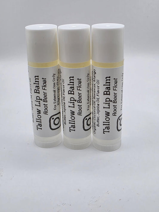 Tallow Lip Balm (Root Beer Float) Handmade Grass Fed Beef Tallow Lip Balm with Nourishing Oils (3 Pack) Beauty and Personal Care Pilgrimage Vibes