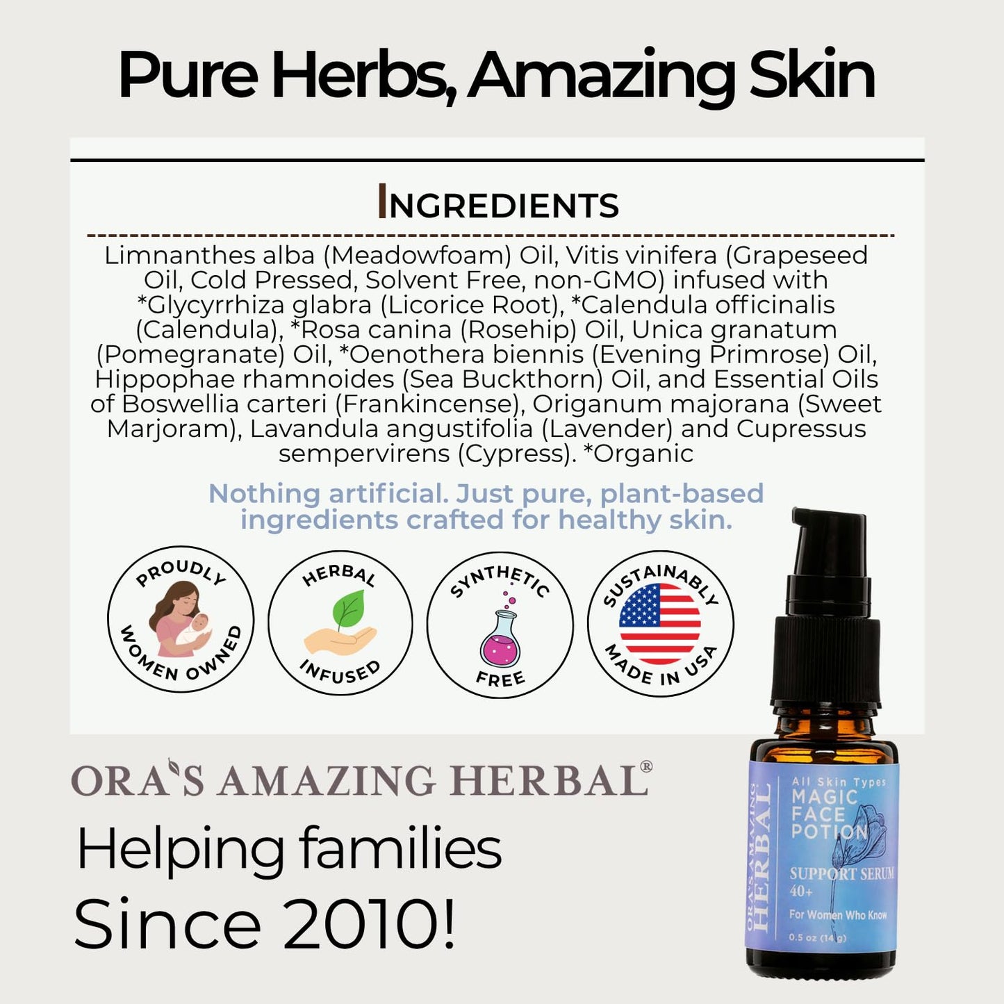 Ora's Amazing Herbal Magic Face Potion, Soothing Moisturizing Balancing, Sea Buckthorn Oil For Face with Frankincense, Licorice, Calendula, Evening Beauty & Personal Care Ora's Amazing Herbal
