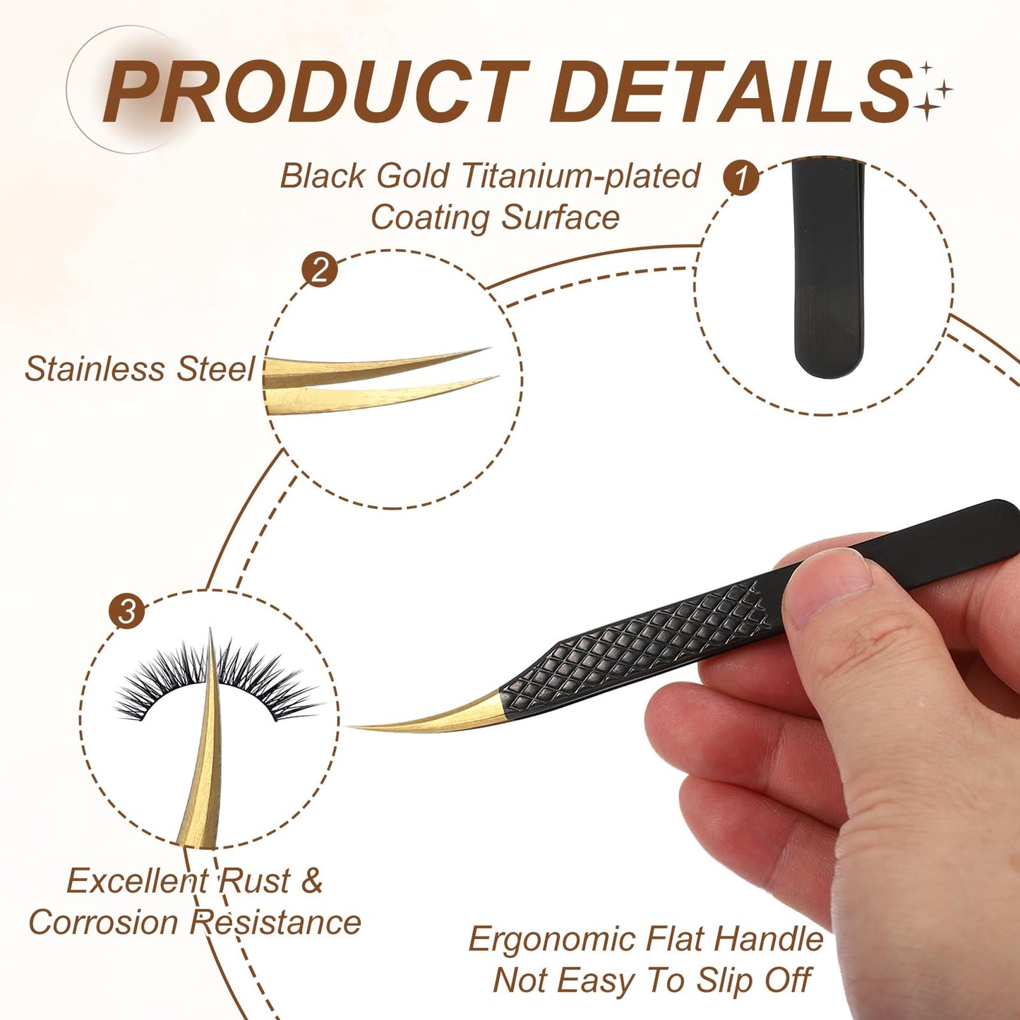 HARFINGTON High Precision Lash Tweezers, 4.9"(125mm) Stainless Steel Dolphin Tip Eyelash Extensions Tweezer Casual Beauty Tools for Eyelash Beauty and Personal Care HARFINGTON