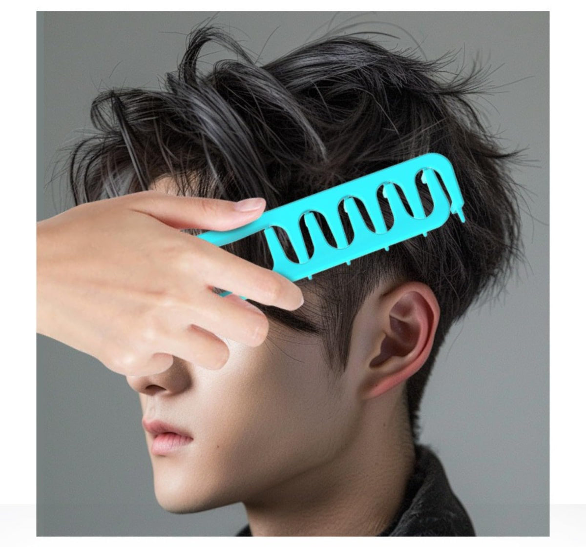 Fluffy texture styling comb with fluffy hair roots for boys, hair seams covering bangs, hair comb