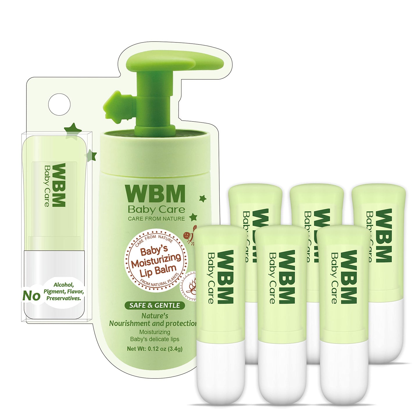 WBM Care Kids Organic Lip Balm, enriched with 100% natural ingredients, provides a hydrating and soothing effect | Pack of 6, each 0.12 oz for soft Beauty & Personal Care WBM