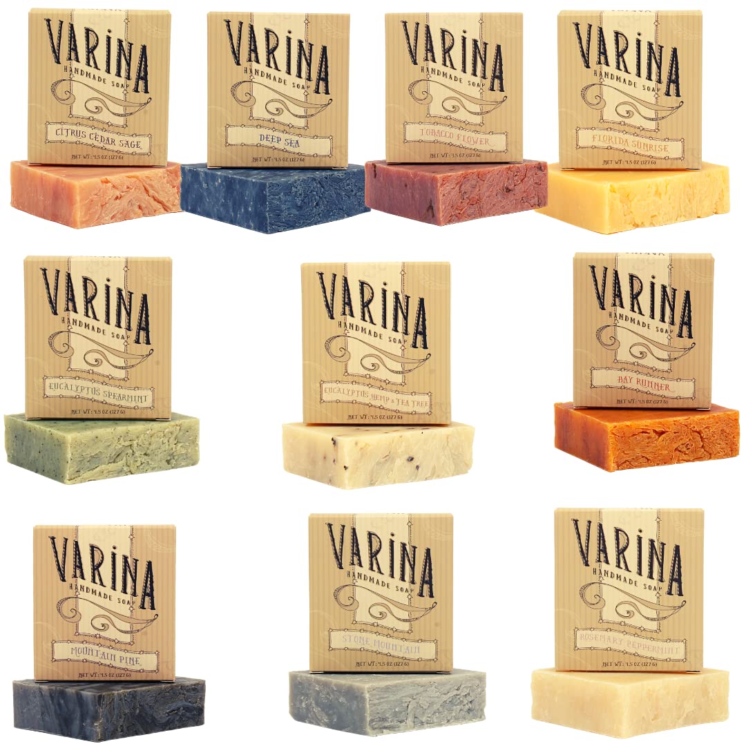 Varina Natural Men's 2 Variety Bar Soap - Gentle Cleansing for Sensitive Skin, Earthy Scents - 10 Pack Beauty & Personal Care Varina