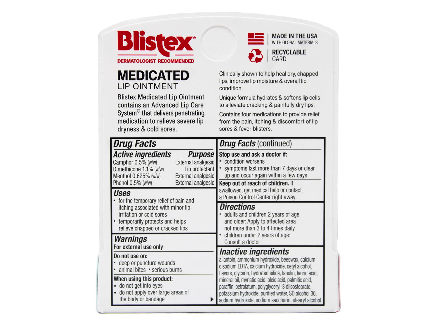 Blistex Medicated Lip Ointment Tube, 0.21 Oz, (Pack of 4) Beauty and Personal Care Blistex