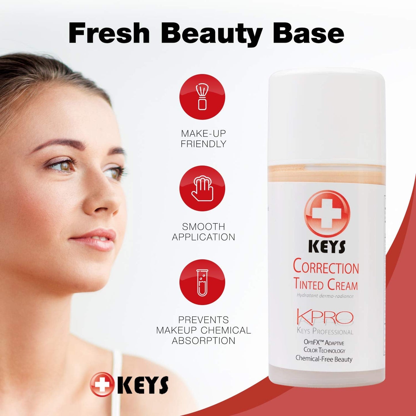 Keys Care KPRO Hydrating Tinted Correction Cream with OptiFX Adaptive Color Technology | Moisturize, Smooth, and Fill Fine Lines| 100% All-Natural Beauty & Personal Care Keys
