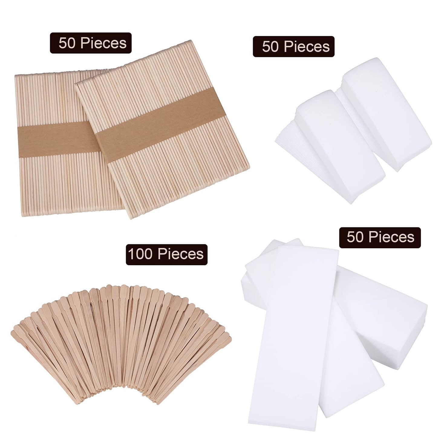 Yaomiao Wax Strips Kit, 250 Pieces Includes Waxing Strips and Smooth Wax Applicator Sticks for Women Men Body Skin Hair Removal (White) Beauty & Personal Care Yaomiao