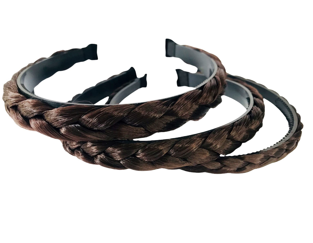 MeeTHan 3 PCS Headband Synthetic Hair Plaited Headband Braid Braided With Teeth Hair Band Accessories for Women Girl Wide 1 / 1.5 / 2.0 CM : H7