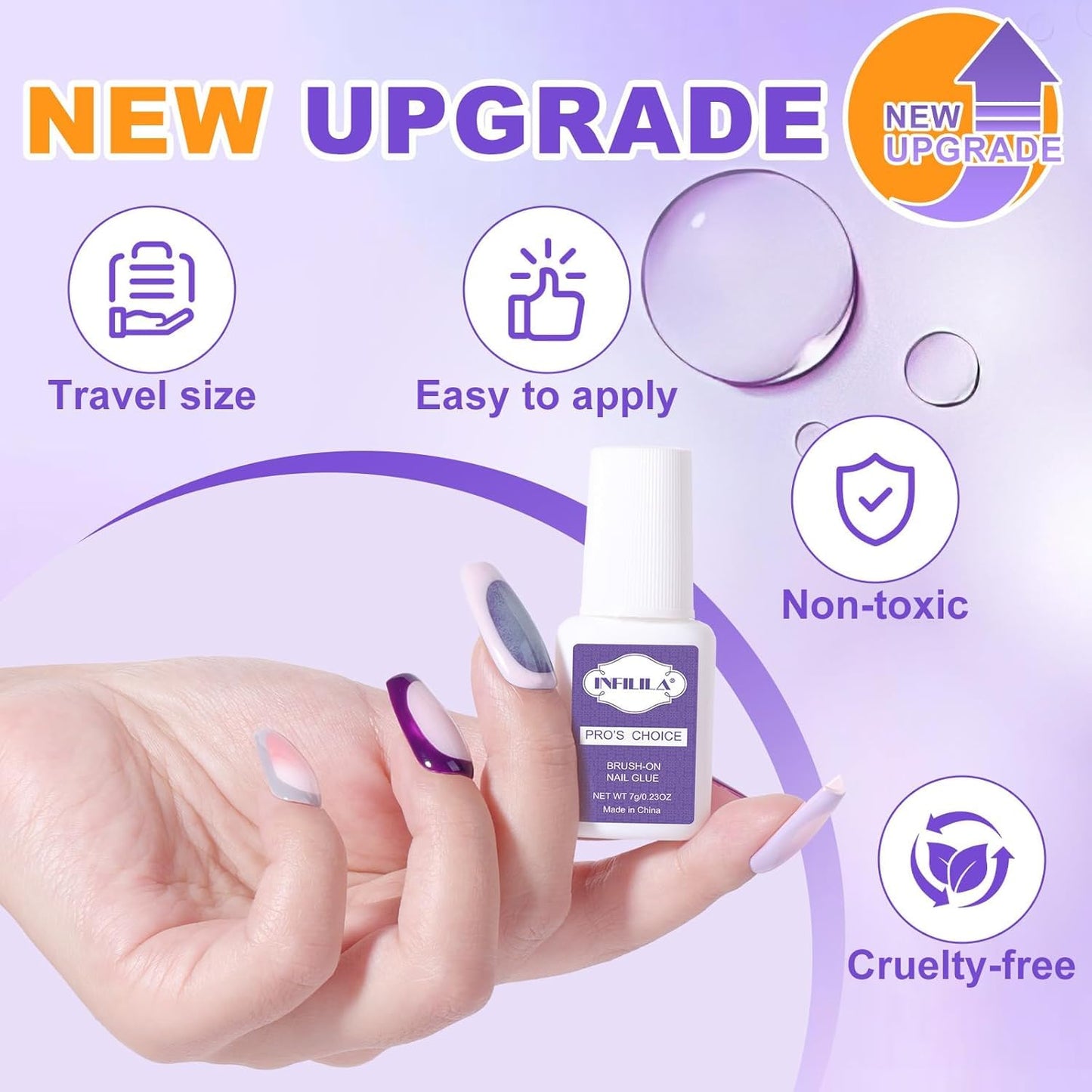 NXJ INFILILA Nail Glue, Professional Brush On Nail Glue, Nail Glue for Acylic Nails, Nail Glue for Press On Nails Fasle Nails Fake Nails Tips Glue Beauty & Personal Care NXJ INFILILA