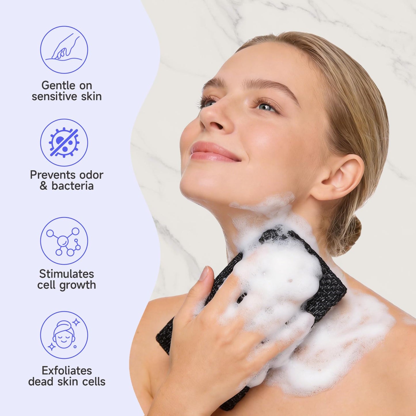 Exfoliating Shower Towel, Premium Scrub Wash Cloth for Body Face, Shower Towel for Smooth Skin, 2-in-1 Exfoliating Washcloth-Body Scrubber with 2 Beauty and Personal Care AWIL