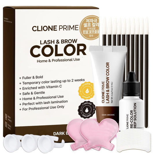 Korean Lash & Brow Color Kit - Temporary Eyelash & Eyebrow Color, Dark Brown, Naturally Fades Within 1-2 Weeks, Gentle Vitamin C Formula Beauty and Personal Care CLIONE PRIME Default Title