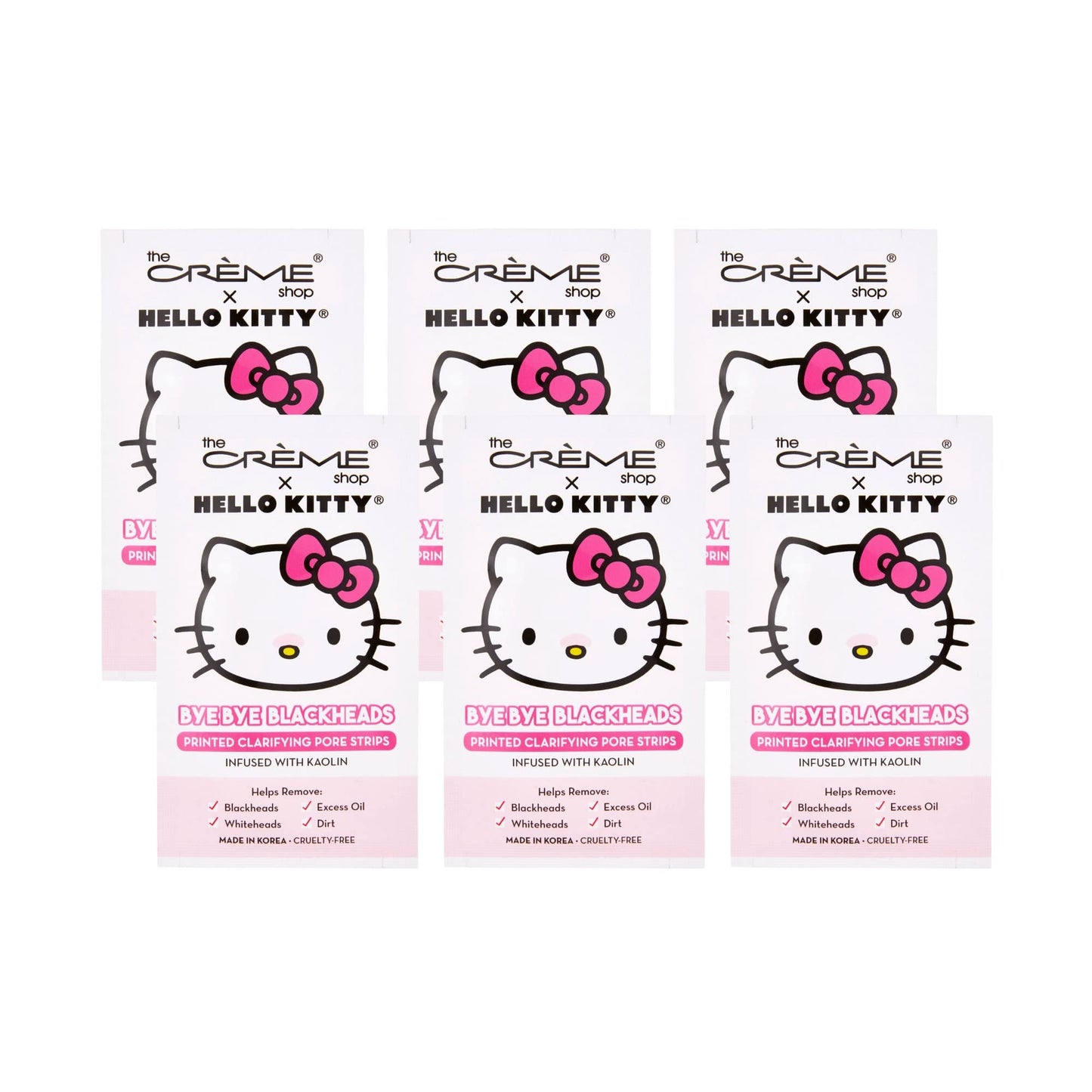 The Crème Shop Hello Kitty Bye Bye Blackheads Nose Pore Strips, Nose Pore Mask - Pack of 6 Beauty & Personal Care The Crème Shop