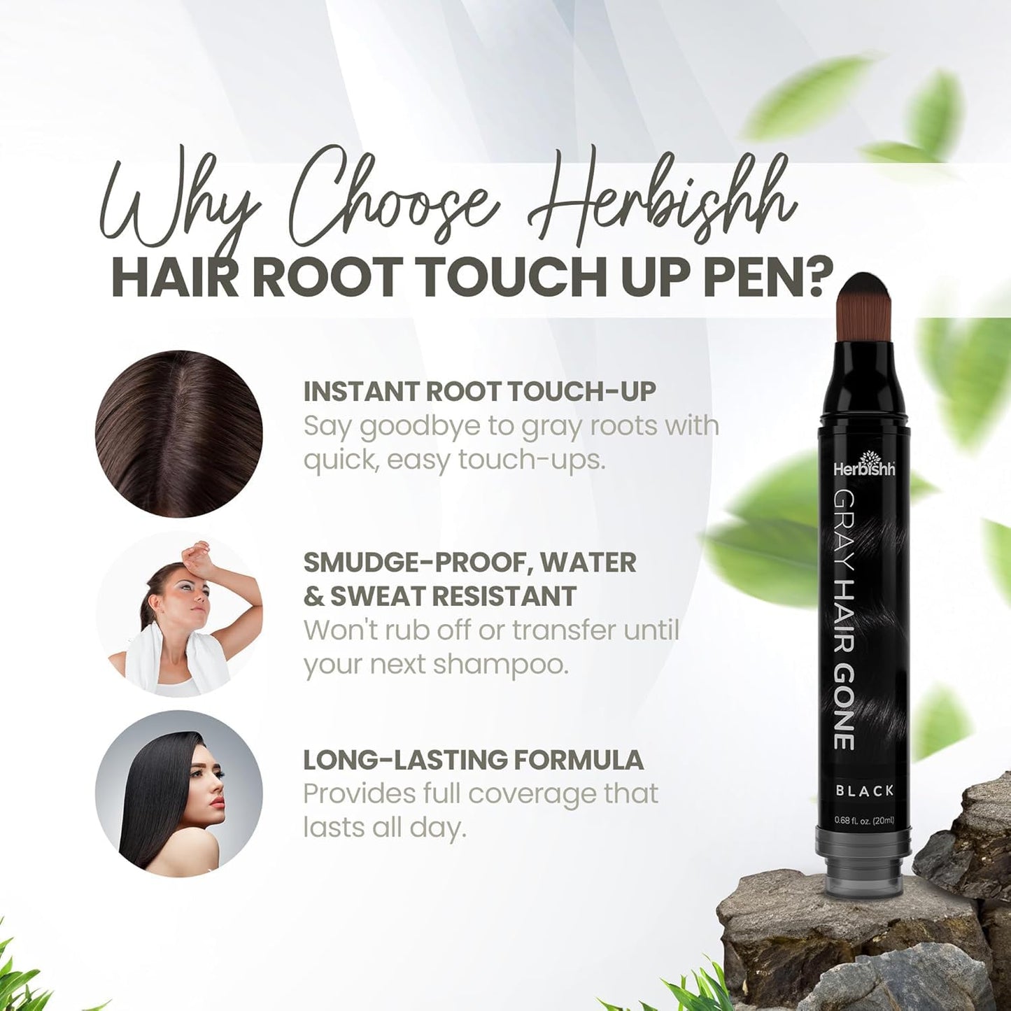 Herbishh Hair Root Touch-up Pen, Instant Gray Coverage & Hair Loss Cover up, Concealer for Thin Hairlines, Water Resistant & Semi Permanent Smudge Beauty & Personal Care Herbishh