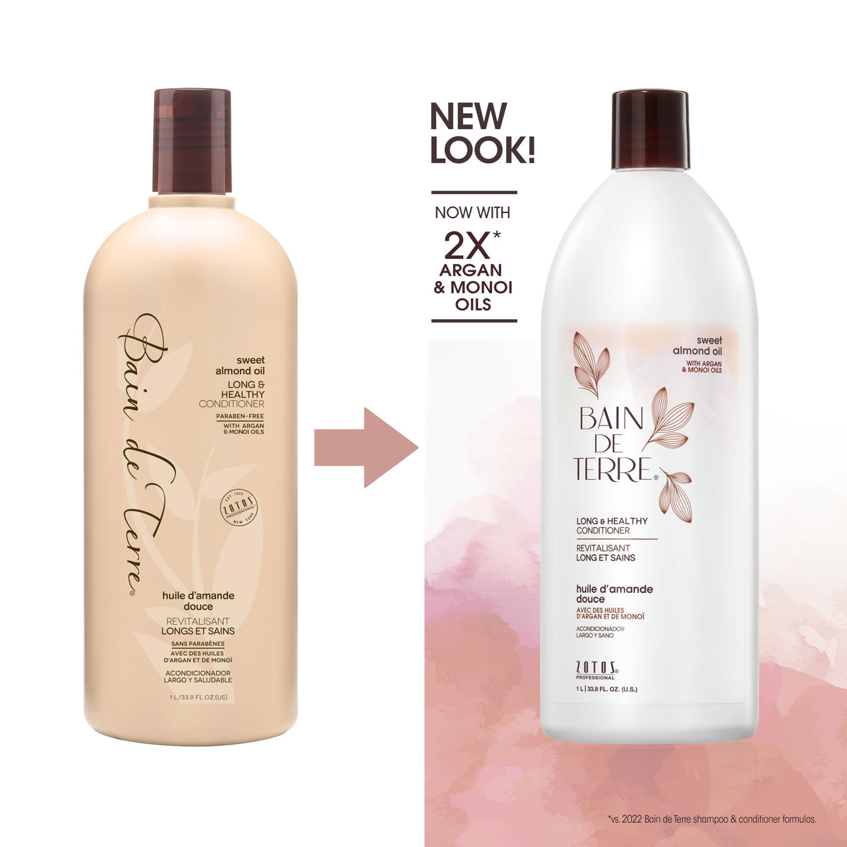 Bain de Terre Sweet Almond Oil Long & Healthy Conditioner, Strength & Protection for Weak, Damaged Hair, with Argan & Monoi Oils, Paraben-Free Beauty & Personal Care Bain de Terre