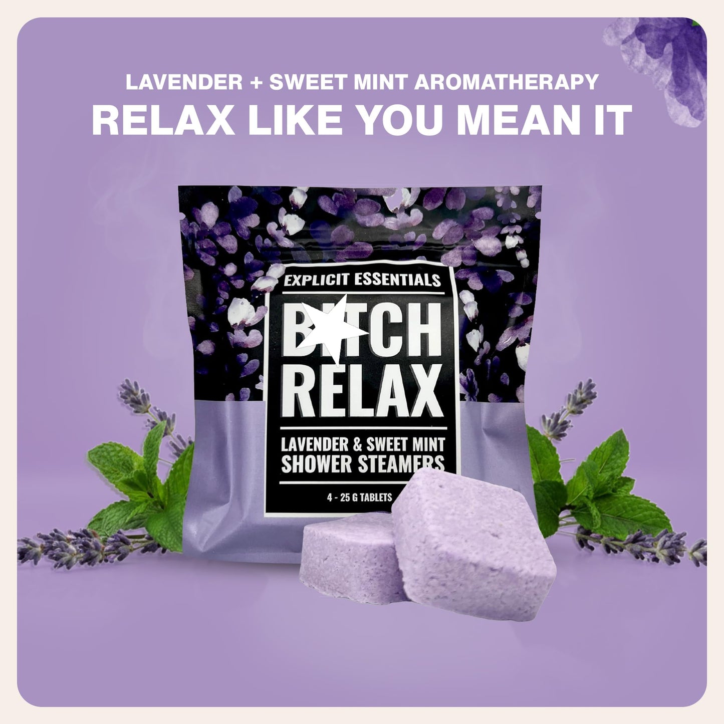 Explicit Essentials B Relax Shower Steamers - Lavender Mint Aromatherapy Shower Steamers for Relaxation & Stress Relief - Spa Shower Gift Beauty and Personal Care Explicit Essentials