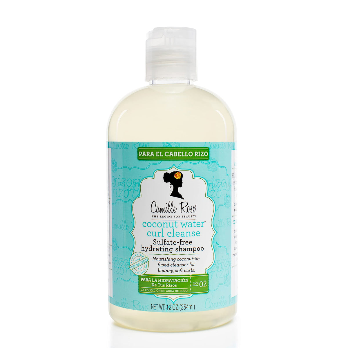 Camille Rose Shampoo, Coconut Water Curl Cleanse - Lightweight Moisturizing Shampoo with Natural Oils for Soft, Bouncy Curls, Frizz Control, 12 Fl Oz