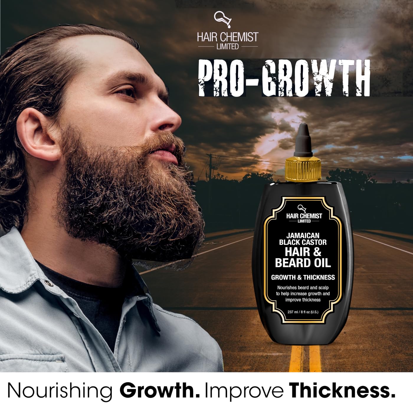 Hair Chemist Growth & Thickness Jamaican Black Castor Hair & Beard Oil 8 oz. Beauty & Personal Care Hair Chemist