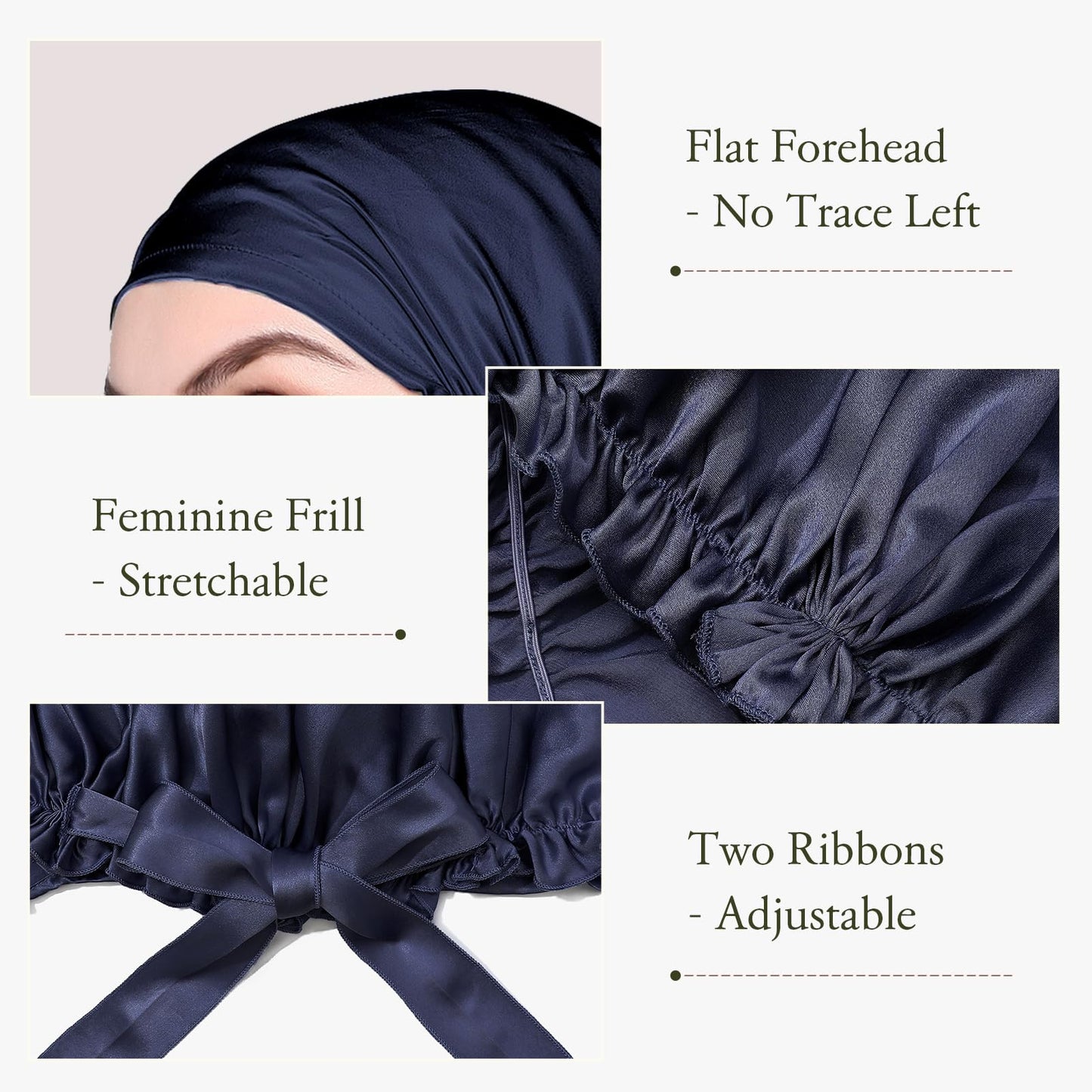 LilySilk Silk Bonnet for Sleeping Womens Sleep Cap 100% 19MM Mulberry Silk for Long Curly Hair Adjustable Stretchy Navy Blue Beauty and Personal Care LilySilk