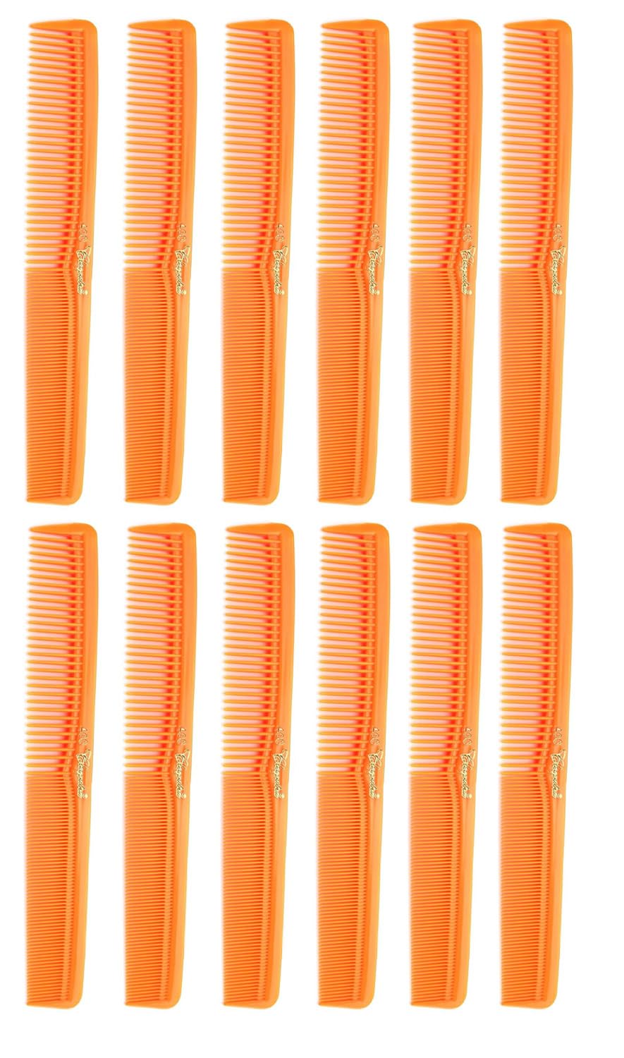 Krest Cleopatra 7 inchAll Purpose Barber Comb. Flat Back Styler Comb. Numbered ruler Comb. Neon Orange. 12-Pack