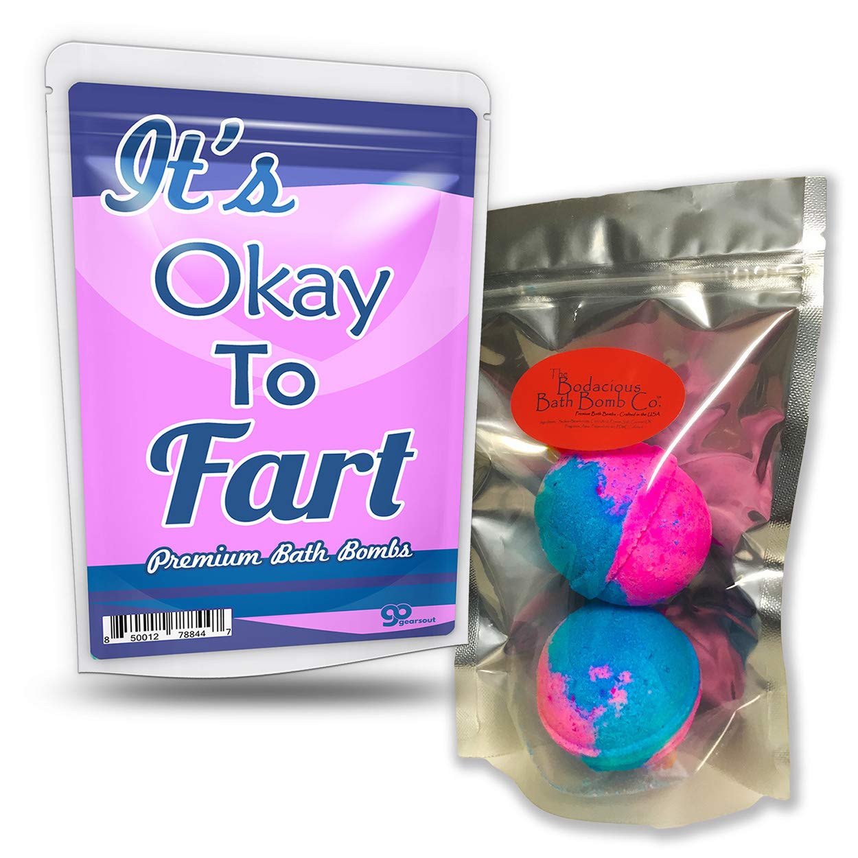 It's Okay to Fart Bath Bombs - XL Pink and Blue Fizzers for Girls - Handcrafted, Made in America, Cotton Candy Scent, 2 Count Beauty & Personal Care Gears Out