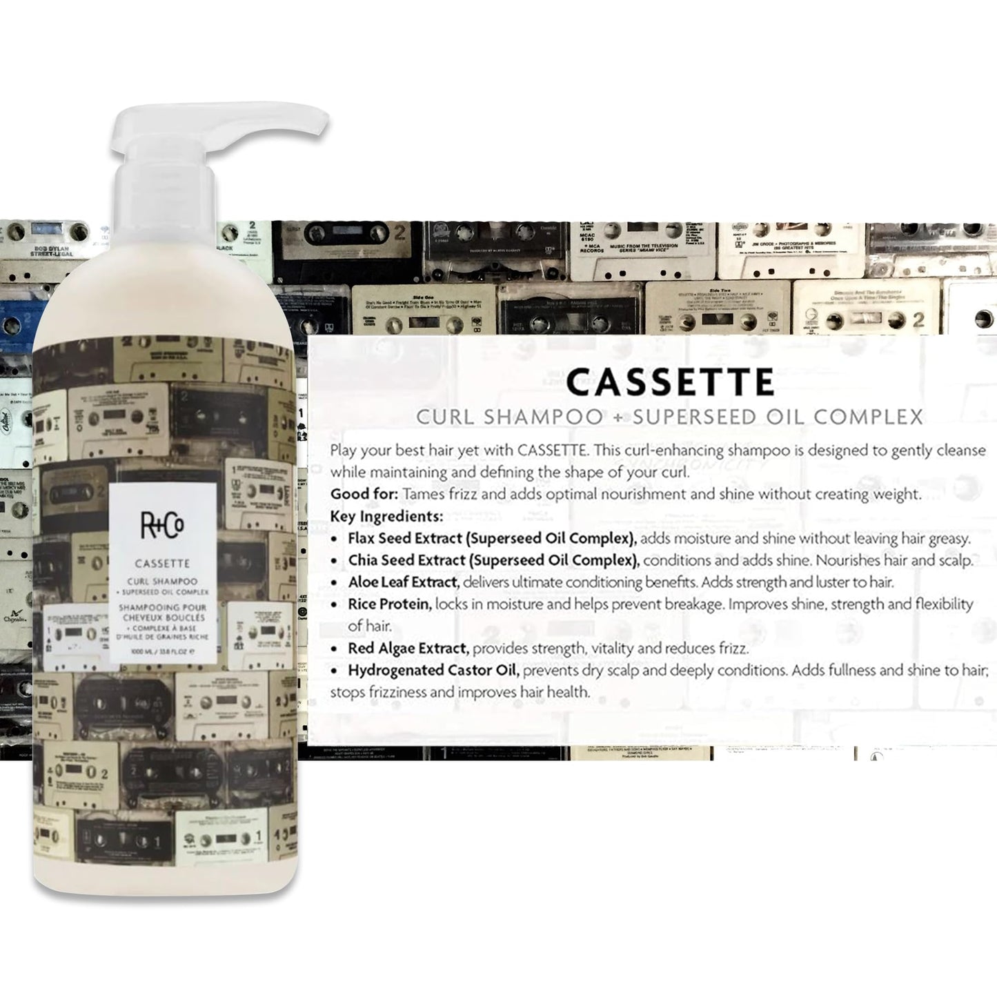 R+Co Cassette Curl Defining Shampoo and Conditioner Liter Set - Lightweight Curl Definition & Frizz Control for Natural, Bouncy Curls - Adds Shine Beauty & Personal Care R+Co