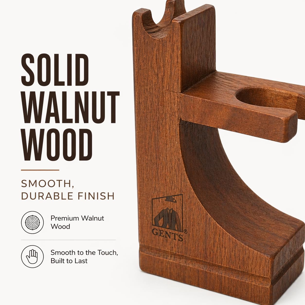 G.B.S Deluxe Wooden Shaving Razor and Shave Brush Stand - Safety Razor Brush Holder. Prolong The Life of Your Shaving Brush and Razor, Walnut Wood Beauty and Personal Care G.B.S