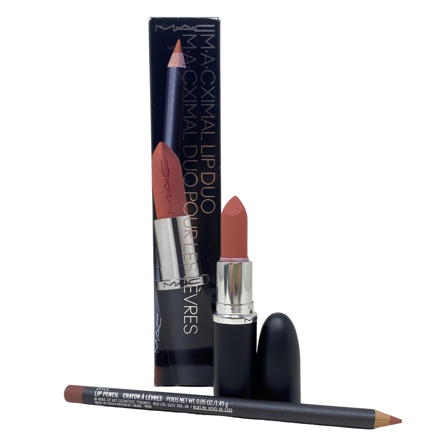 MAC Cosmetics M·A·Cximal Lip Duo - Velvet teddy - Silky Matte Lipstick and a Lip Pencil in Spice. Beauty & Personal Care MAC