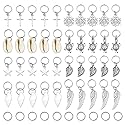 JIALEEY Hair Braid Rings, 50PCS Hair Loops Clips Silver Ring Shell Leaves Star Conch Snowflake Pendant Charms Set Hair Clip Headband Accessories Beauty & Personal Care JIALEEY