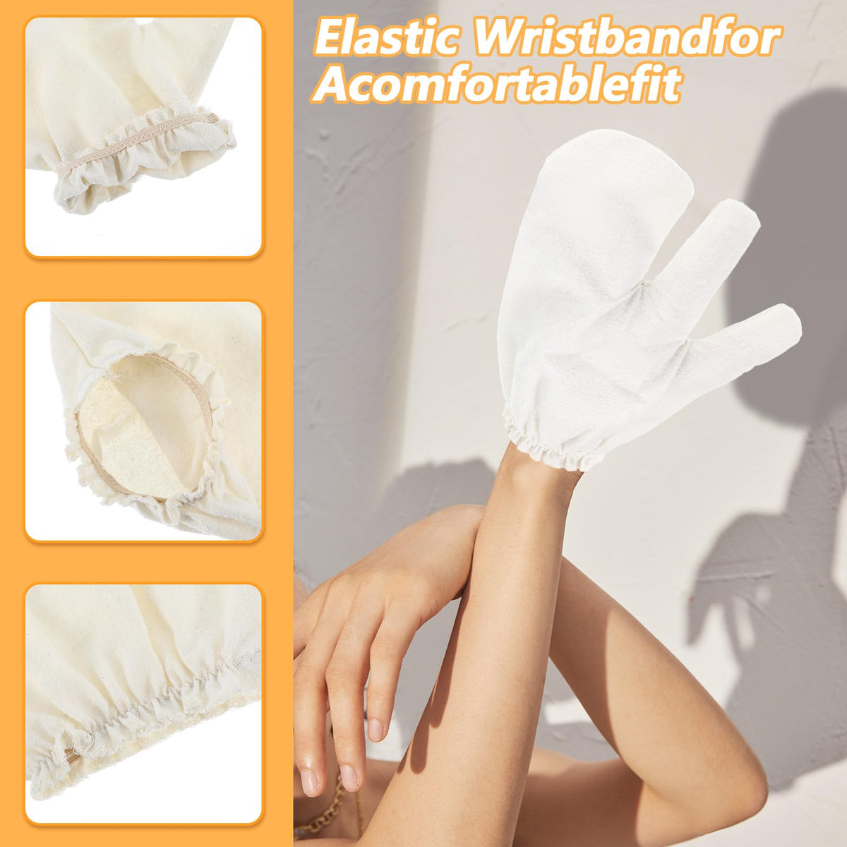DOPENSPI 2PCS Gloves Raw Silk Massage with Elastic Wrist Bands, Raw Silk Gloves Exfoliating Glove for Ayurvedic Skin Brushing Massage Beauty and Personal Care DOPENSPI