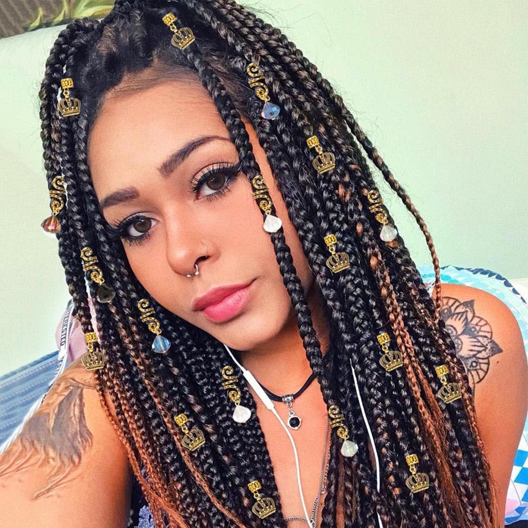 Formery Crystals Loc Jewelry for Hair Gold Crown Coiling African Dreadlock Cuff Accessories Spiral Braid Jewels for Black Women (18PCS) Beauty & Personal Care Formery