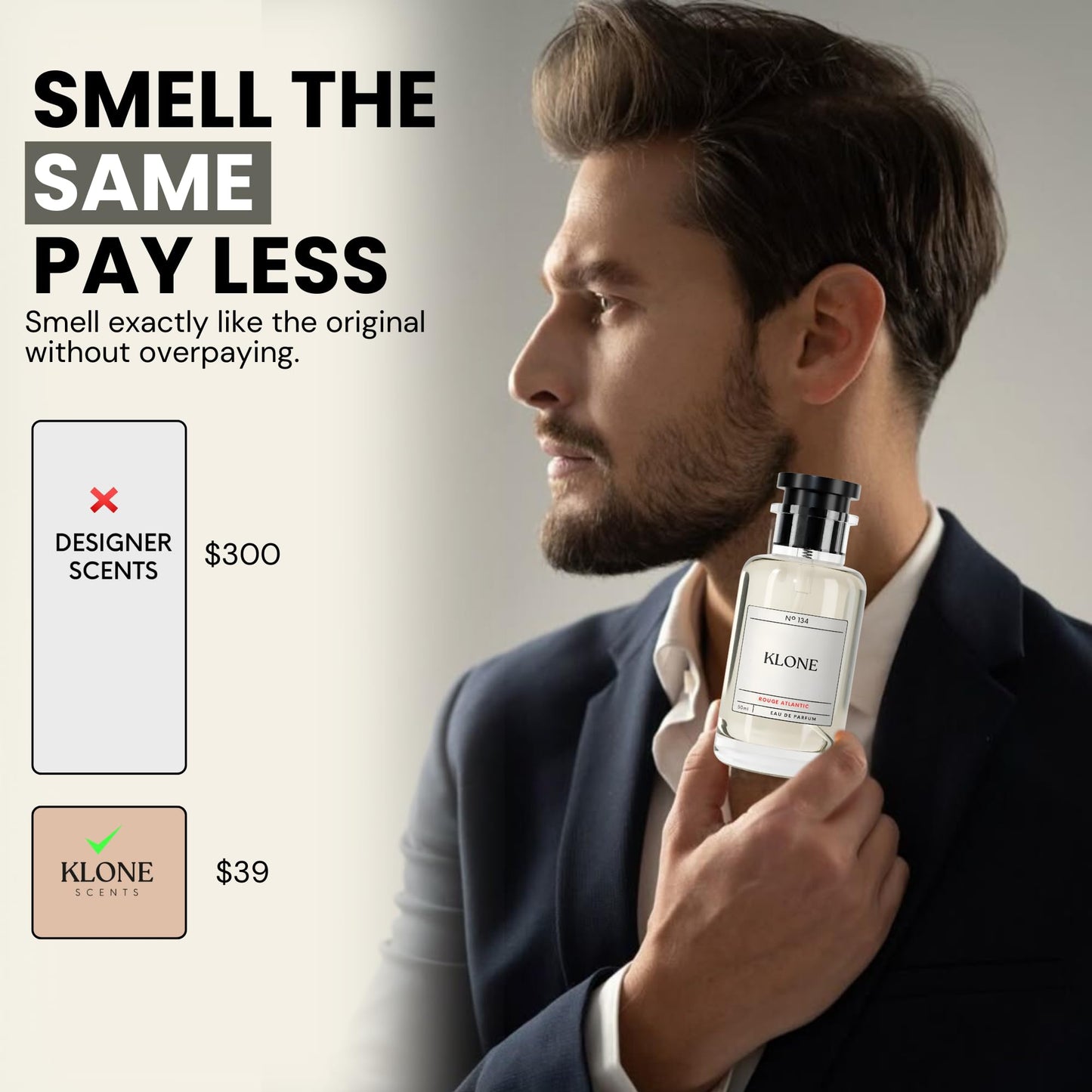 Klone Rouge Atlantic Eau de Parfum Scents (50ml) - Long Lasting Cologne for Men Inspired by Rouge - Skin Friendly Perfume for Men with Notes Beauty & Personal Care Klone
