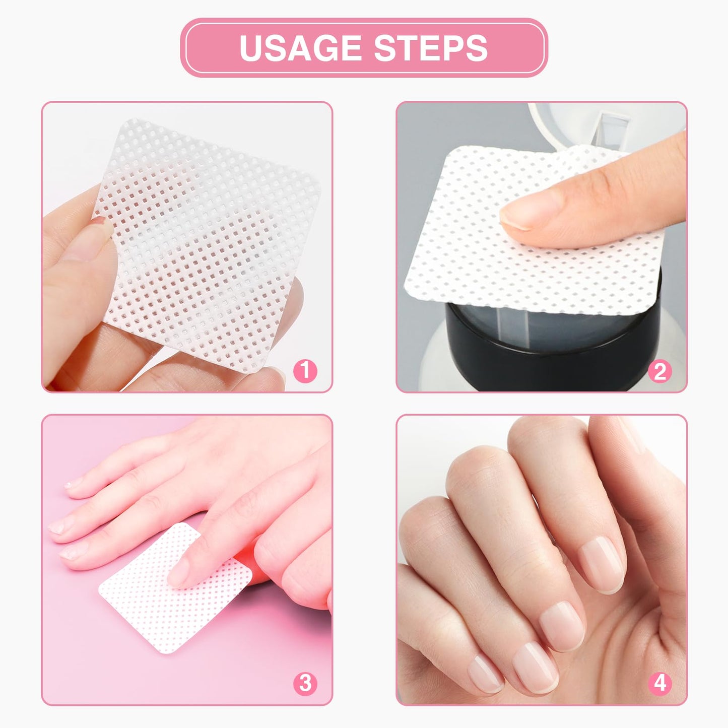 BLUERISE Lint Free Nail Wipes Nail Polish Remover Pads Soft Absorbable Eyelash Extension Glue Cleaning Wipes Pink 600pcs Beauty & Personal Care BLUERISE