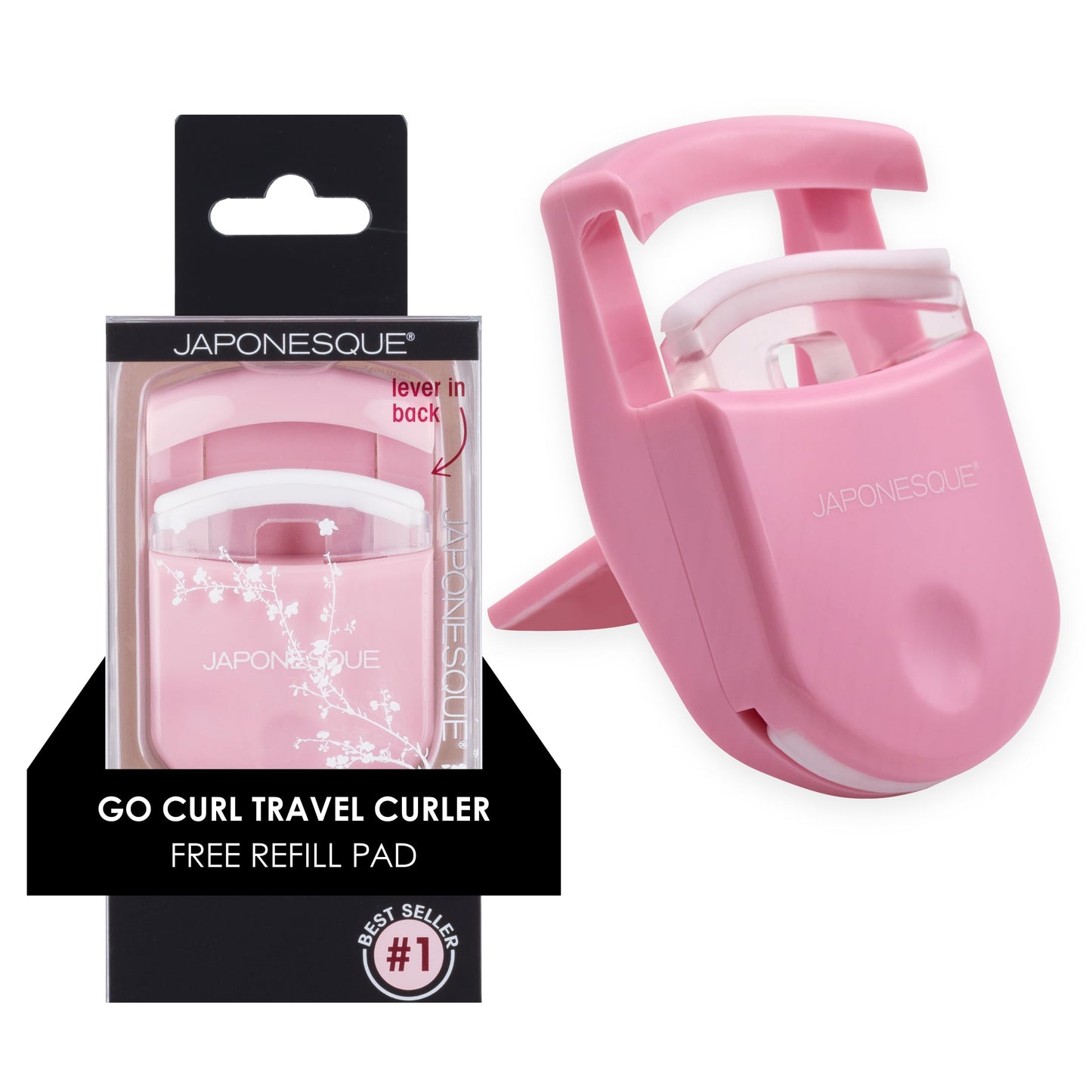 JAPONESQUE Travel Eyelash Curler, Pink - Plastic Eyelash Curlers for Travel Makeup, Go Curl Lash Curler with Bonus Replacement Lash Pad - 1 Pack Beauty & Personal Care JAPONESQUE
