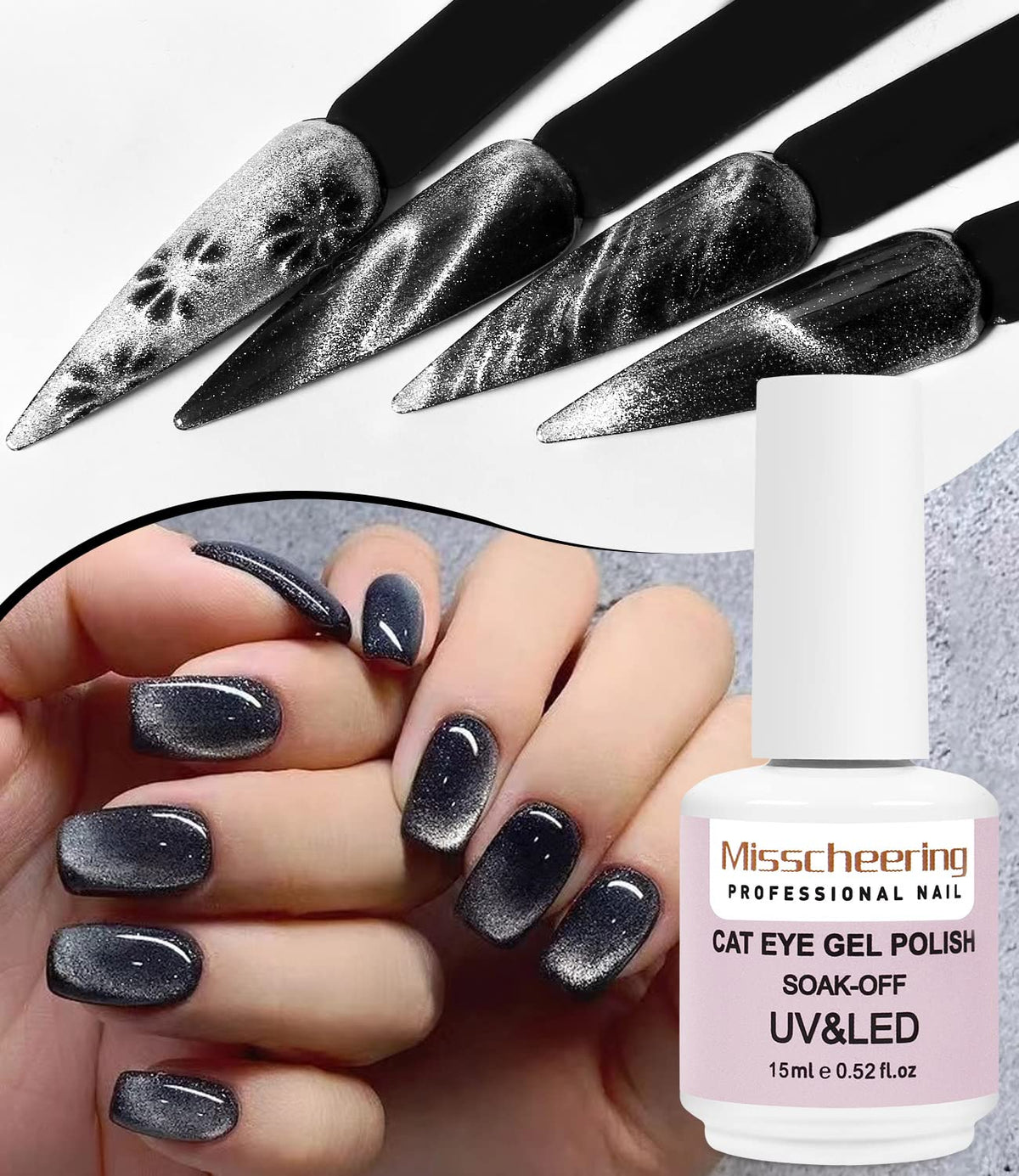 Major Dijit Cat Eye Gel Nail Polish Glitter Holographic Gel Polish with Magnet 15ml 9D Wide Translucent UV Cateye for Nail Art Beauty & Personal Care Major Dijit
