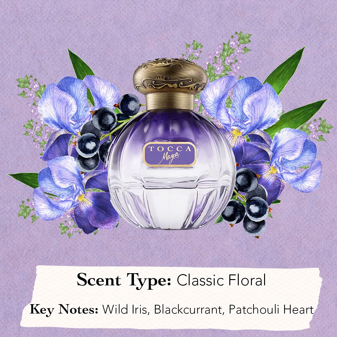Tocca Women's Eau de Parfum, Maya Fragrance, 1.7oz (50 ml) - Warm Floral, Wild Iris, Blackcurrant, Patchouli Heart - Hand-Finished Bottle Beauty & Personal Care Tocca
