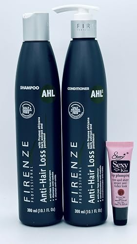 Firenze Professional AHL Anti-Hair Loss Shampoo & Conditioner 10.1 fl oz with Prunus Africana Extract & Panthenol - Free Starry Lip Plumping Gloss Beauty & Personal Care Firenze Professional