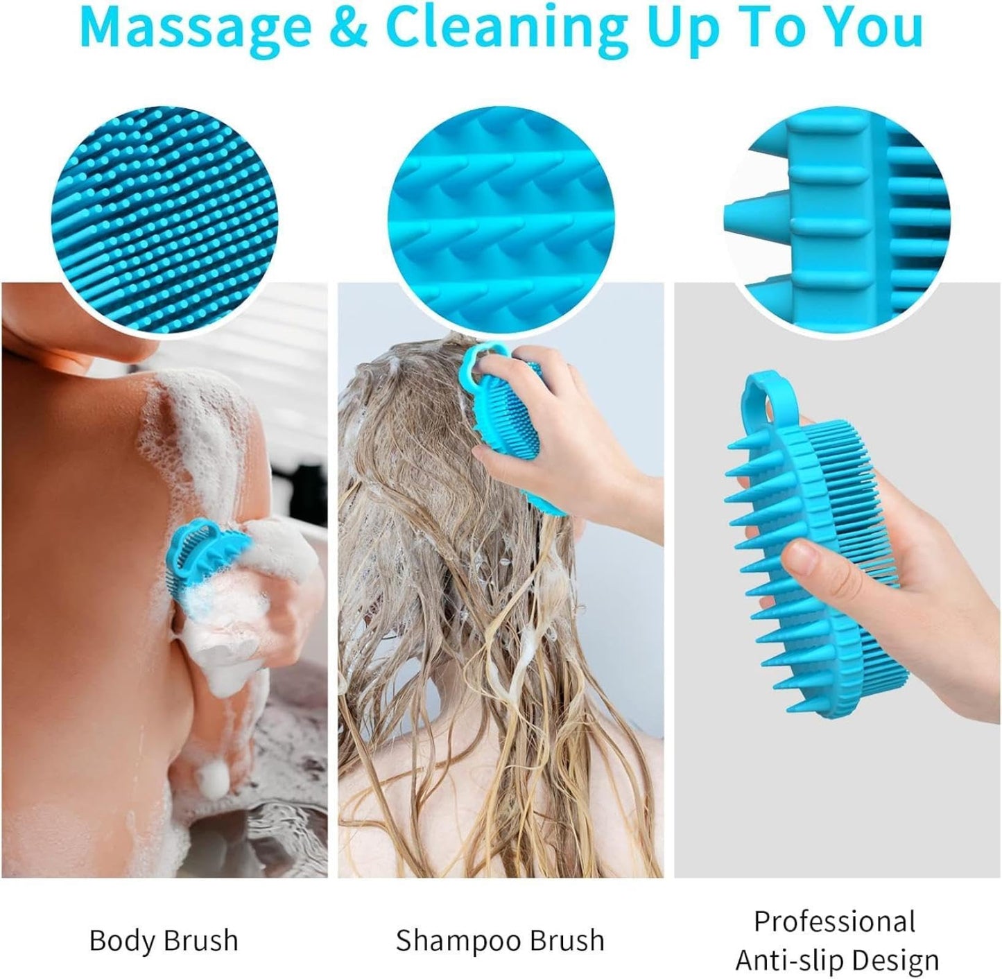(2 Pieces) Silicone Shampoo Bath Brush, Bath Brush, Household Adult Double-Sided Bath Brush, Silicone Bath Brush Blue+Purple Beauty and Personal Care QHUIAKIND