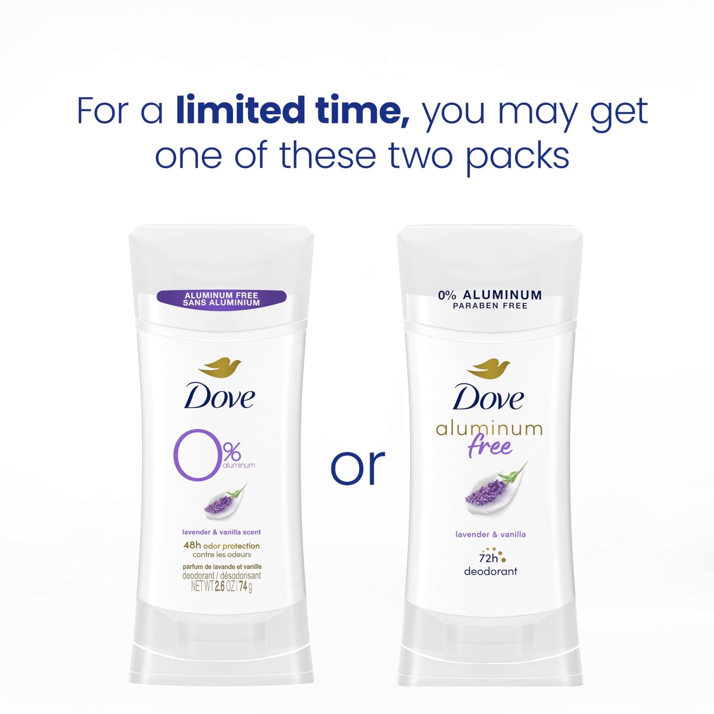 Dove 0% Aluminum Deodorant Stick Non irritating for Underarm Care Lavender and Vanilla Kindest Aluminum free 2.6 oz Beauty and Personal Care Dove