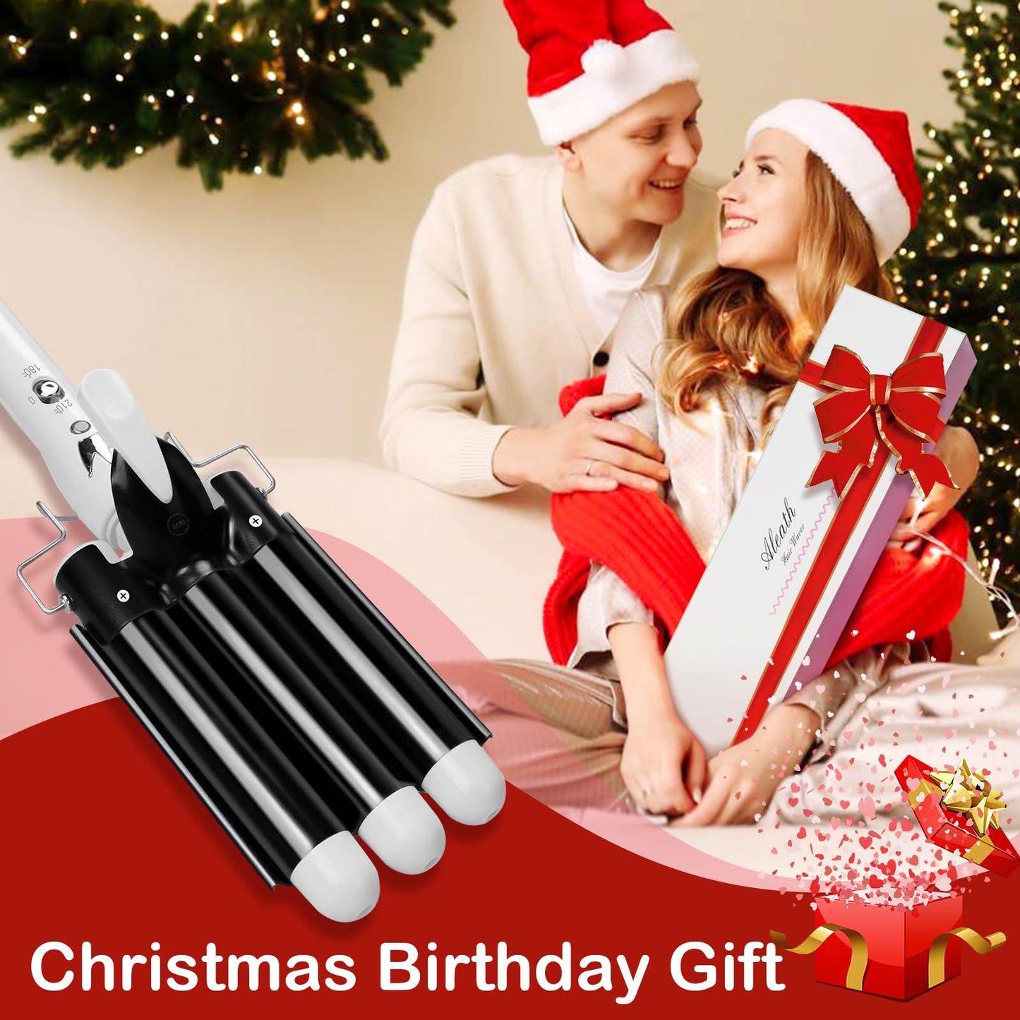 Three Barrel Curling Hair Crimper: Aleath Dual Voltage Crimper Hair Tool - 1 inch 3 Barrels Curler Iron Wand Beauty & Personal Care Aleath