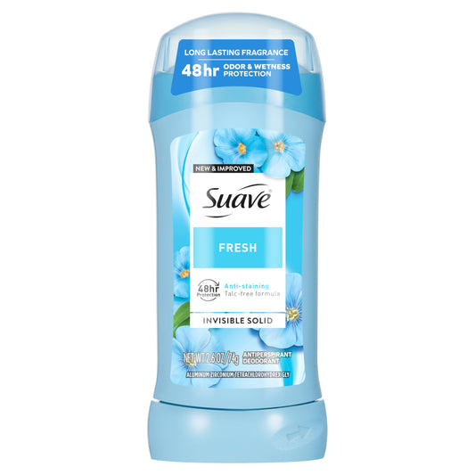 Suave Deodorant For Women, Fresh, Antiperspirant & Deodorant Stick 48-hour Odor and Wetness Protection for Women 2.6 oz Beauty and Personal Care Suave