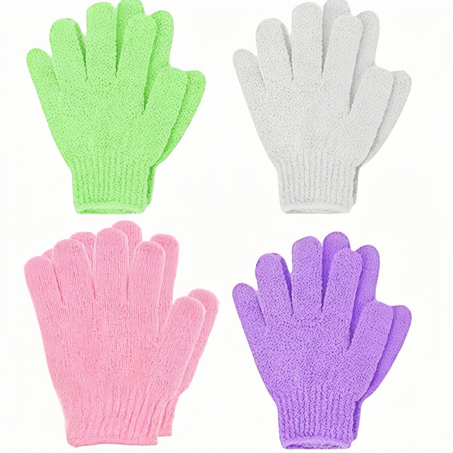 Geettcaifu 4 Pairs Exfoliating Bath Gloves, Nylon Double Sided Exfoliating Gloves for Beauty, Spa, Massage, Skin Shower, Body Scrubber Bathing Beauty and Personal Care Geettcaifu